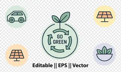 Eco-Friendly Lifestyle Icons (Flat Design)