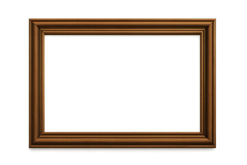 Wooden picture frame with transparent background isolating the frame, perfect for showcasing artwork or photos