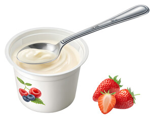 Delicious creamy yogurt served with fresh strawberries and blueberries for a refreshing treat Generative AI png, transparent, yogurt, creamy, strawberries, blueberries, snack, breakfast, fresh,  