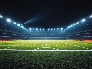 Obraz premium Illuminated Football Field at Night