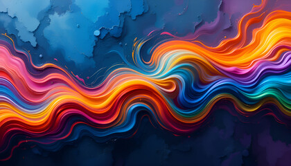 Abstract colorful backdrop design with rainbow waves illustration