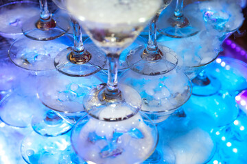 Exquisite Ice-Cold Cocktail Glasses Arranged in a Dazzling Display for an Unforgettable Celebration