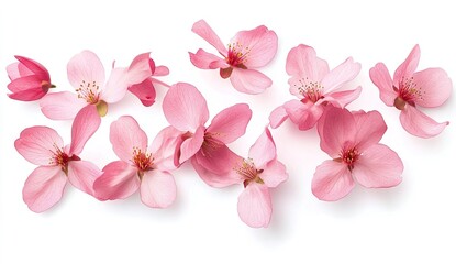 Obraz premium Pink Cherry Blossom Petals Isolated on White Background