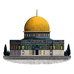 Dome of the Rock with Islamic calligraphy