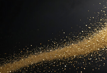 Fototapeta premium Golden Glitter Particles on Dark Background