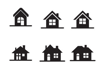 Silhouette house set for logo