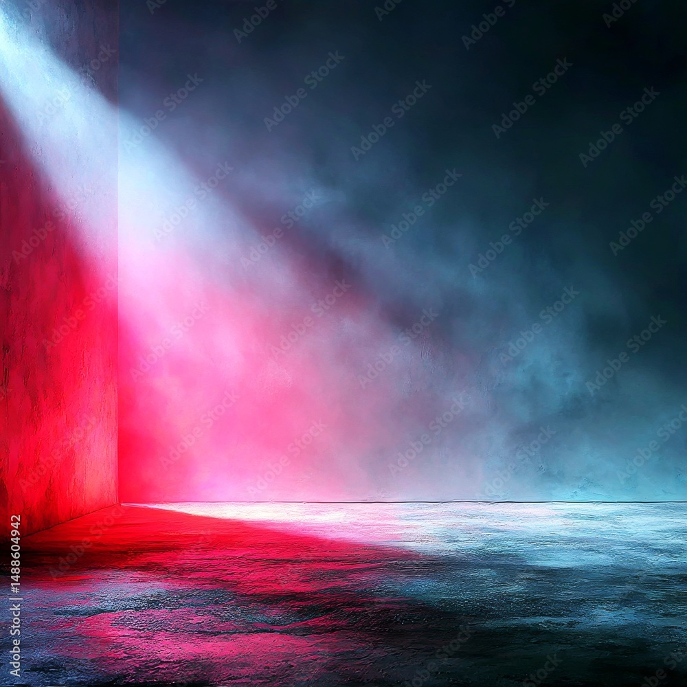 Leinwandbilder abstract room corner with dynamic lighting and smoke effects, creating a mysterious atmosphere