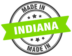 Made in Indiana round sign. Made in Indiana stamp.