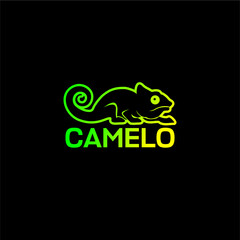 Modern neon green chameleon logo