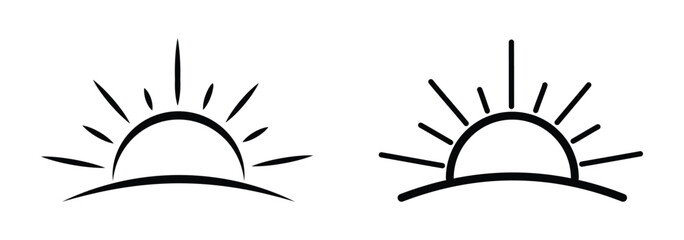 Sunset icon, sunrise icon. Sun, rise symbol. Morning icon. sunset icon, sunset line art - simple line art of sunset, perfect for sunset logos and icons