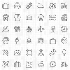 Fototapeta premium Airport & Travel Icons – Terminal, Airplane, Flight EPS Set