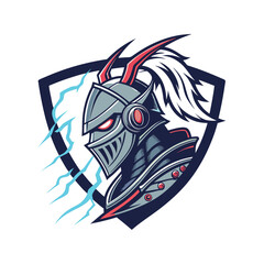 Cybernetic Dragon Warrior Mascot Logo in Blue and Black