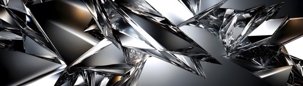 Abstract metallic fragmentations in grayscale.