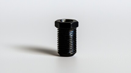 A black bolt with a hexagonal head and threaded shaft.