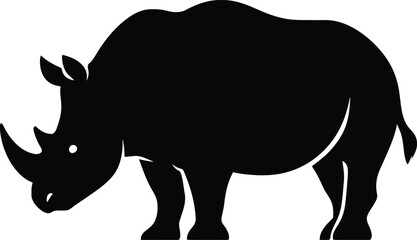 Simple rhino silhouette design, Minimal black rhino illustration