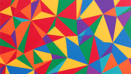 Fototapeta premium Vibrant geometric seamless pattern with colorful triangles and squares in a retro mosaic design