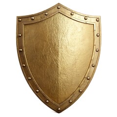 Gold-colored medieval shield, perfect for security and protection themes.