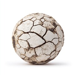 Weathered cracked ancient stone, rough texture on white background