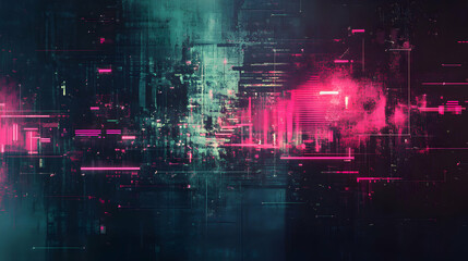 Obraz premium Abstract Digital Art with Neon Colors and Geometric Patterns