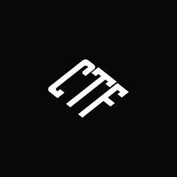 CTF letter logo design on black background.