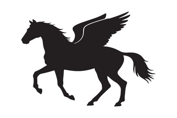 Running wild horse silhouette vector illustration