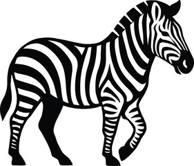 Zebra silhouette in black and white, Minimal zebra animal vector