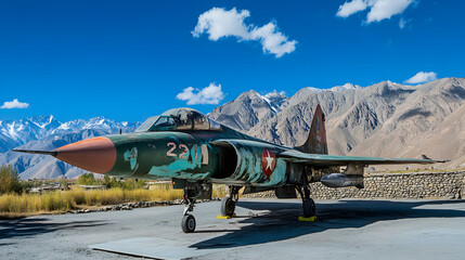 A jet plane with the number 23 on the side is parked on a runway
