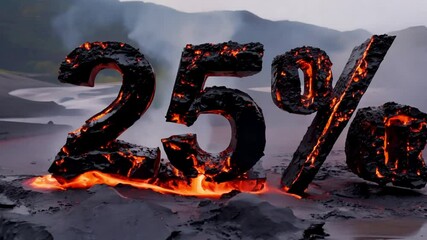 Dramatic lava 25 percent off sale animation with volcanic effects