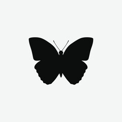 Elegant Flying Butterfly Silhouette Vector - Black on White Background