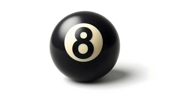 Billiard black pool ball number eight illustration with background white. Plastic style
