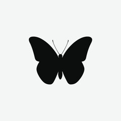 Elegant Flying Butterfly Silhouette Vector - Black on White Background