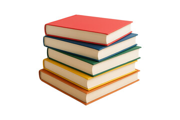 Stack of colorful hardcover books isolated on transparent background. Perfect for educational, academic, library-themed designs. school projects, publishing, back-to-school, e-learning concepts.