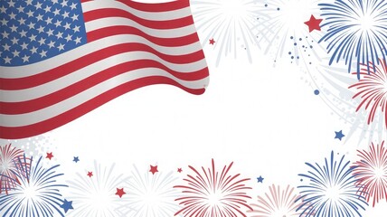 Obraz premium Stars and stripes of the USA flag illustrate the patriotic spirit of the Fourth of July independence day