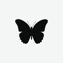 Elegant Flying Butterfly Silhouette Vector - Black on White Background