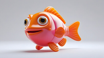 Red fish. 3d rendering isolated on white background. Cartoon plastic style icon
