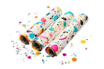 Colorful patterned paper rolls design texture abstract art craft scrapbook decorative material isolated on transparent background