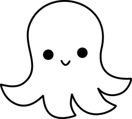 Cute Squid Outline Coloring