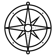 Obraz premium Vintage Compass Icon for Coloring Book in Raster Outline Style