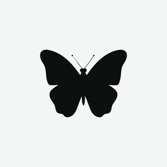 Elegant Flying Butterfly Silhouette Vector - Black on White Background
