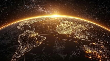 Obraz premium Warm Golden Light Over the Night Horizon