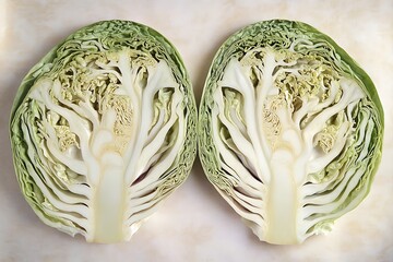 Obraz premium cabbage sliced in half showing natural fractals