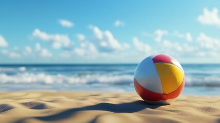 Beach ball on sandy shore