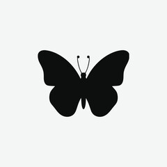 Elegant Flying Butterfly Silhouette Vector - Black on White Background