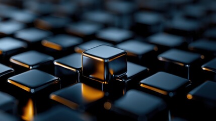 Obraz premium A close up of a black cube with a yellow outline