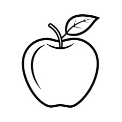 cameo apple leaf apple line art drawing silhouette vector