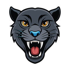 Obraz premium Roaring Black Panther Head Vector Illustration, Fierce Big Cat Face