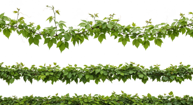 Green leaves and branches isolated on transparent background