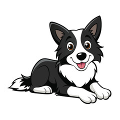 Fototapeta premium Adorable Black and White Border Collie Dog Illustration