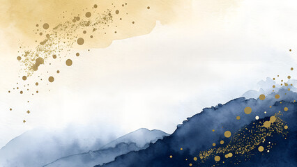 *Soft Gold & Navy Watercolor Wash – Elegant and Versatile Abstract Background*  