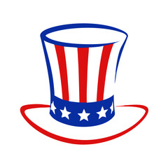 Patriotic Uncle Sam hat icon, festive accessory concept